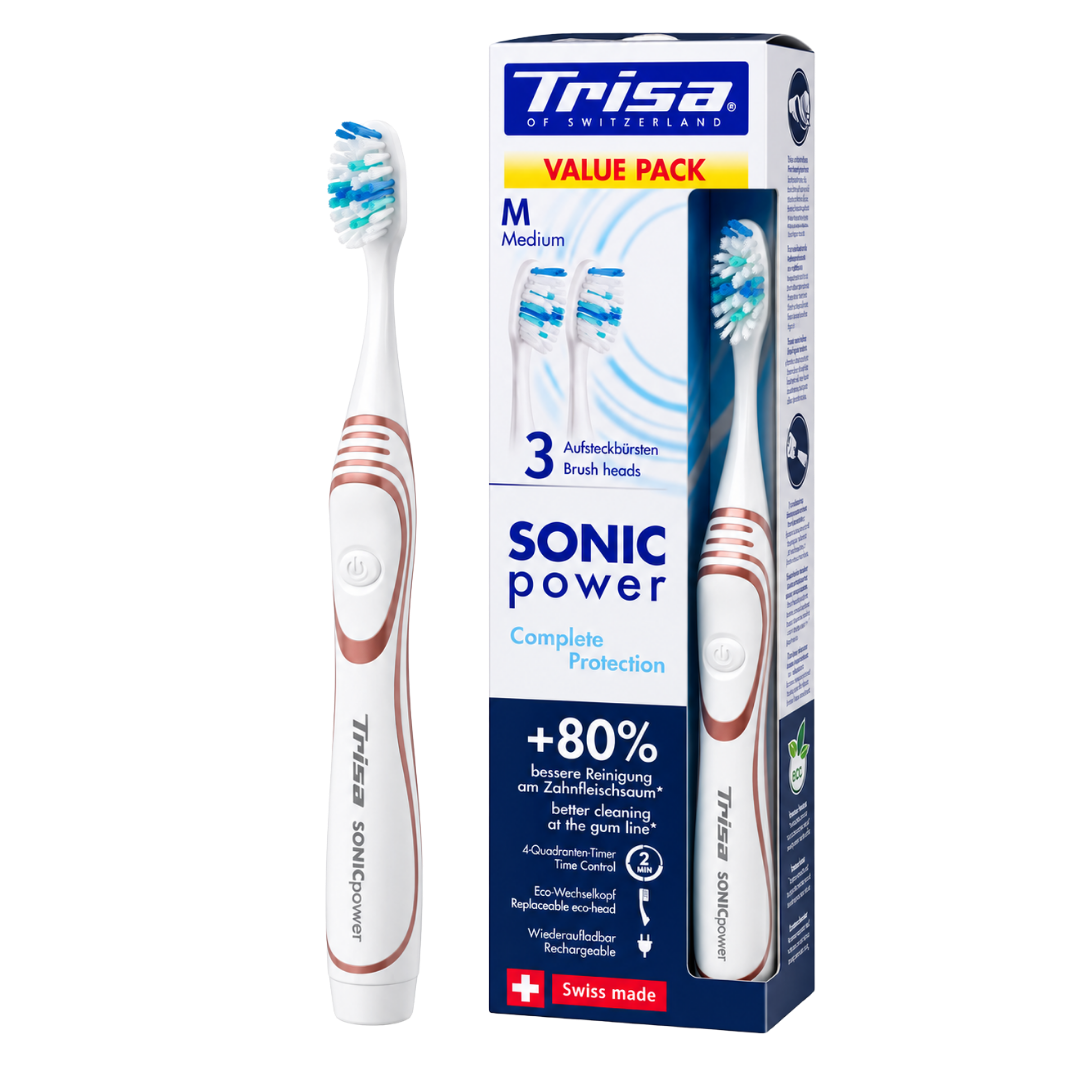 TRISA Sonicpower Complete Protection sähköhammasharja Medium (1 režiim, 3 harjapead)