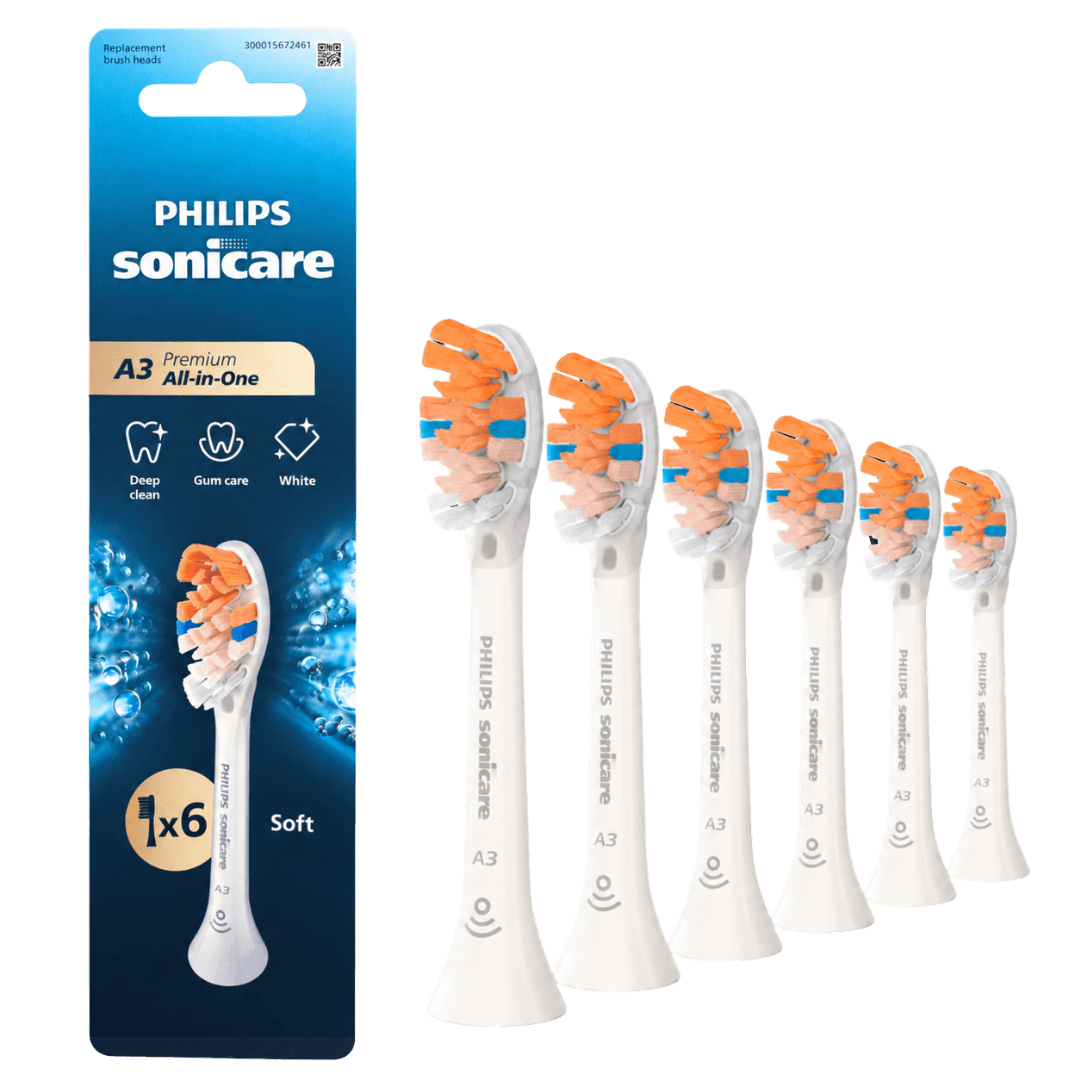 Philips Sonicare A3 Premium All-in-One (Soft) -pehmeät harjaspäät HX9096/87 (VALKOINEN, 6 kpl)