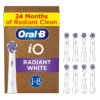Oral-B iO Radiant White -valkaisevat vaihtoharjaspäät, VALKOINEN (WW-8, 8 kpl)