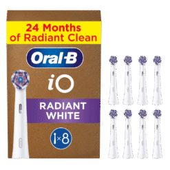 Oral-B iO Radiant White -valkaisevat vaihtoharjaspäät, VALKOINEN (WW-8, 8 kpl)
