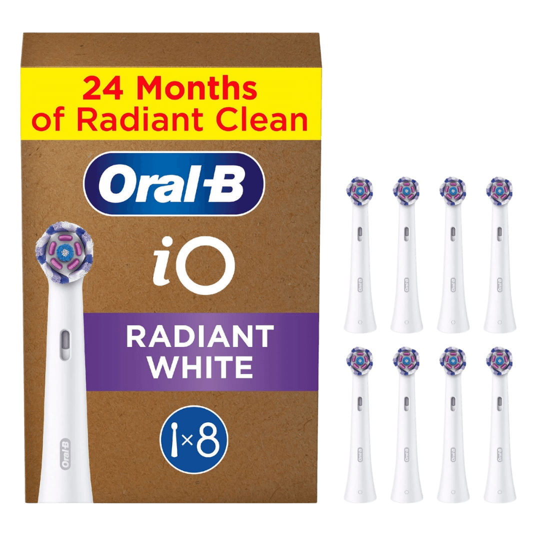 Oral-B iO Radiant White -valkaisevat vaihtoharjaspäät, VALKOINEN (WW-8, 8 kpl)